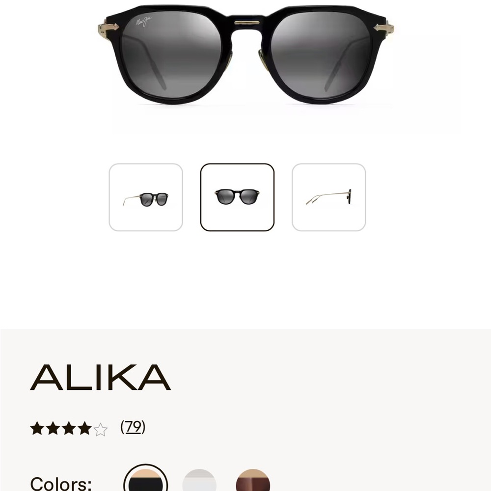Maui Jim Alika Black and Gold Sunglasses